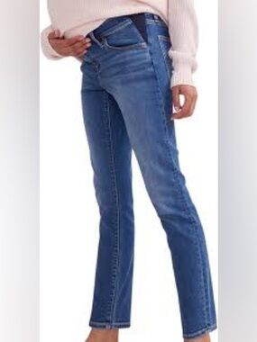 HATCH Strong Like a Mama Maternity Jeans Size 26 Straight Leg Medium Wash